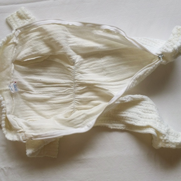 vintage tiny tots knitting mills white knit jumpsuit with hood newborn baby - Picture 6 of 9